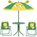 Kids Picnic Table and Chair Set with Foldable Chairs and Umbrella D1362
