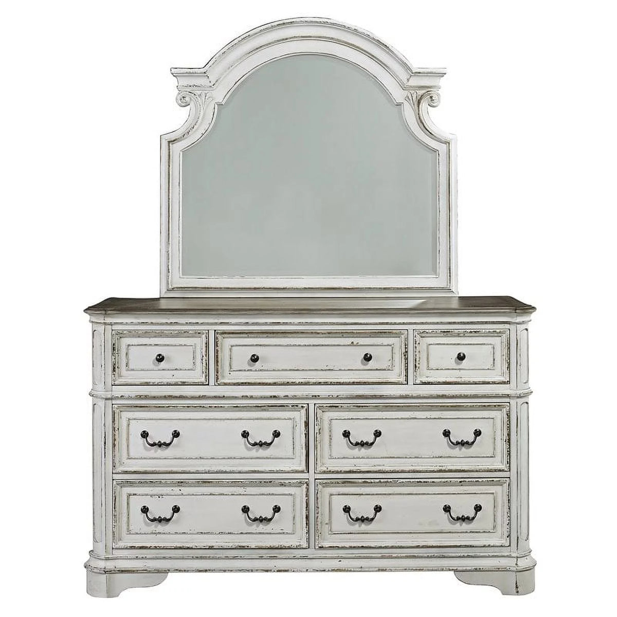 White Dresser and Mirror V70833