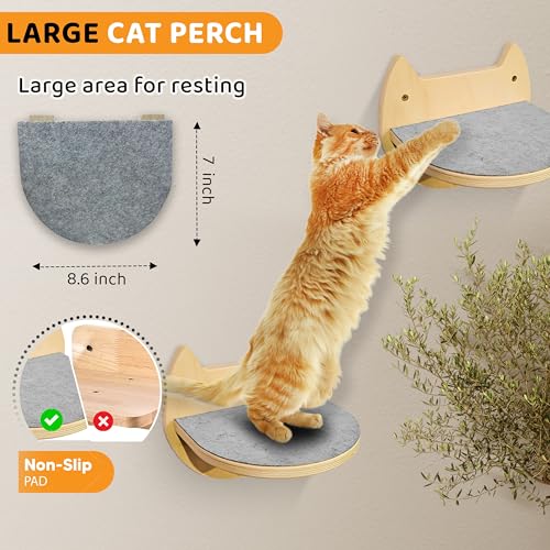 3 Steps Hardwood Cat Wall Shelves O90981