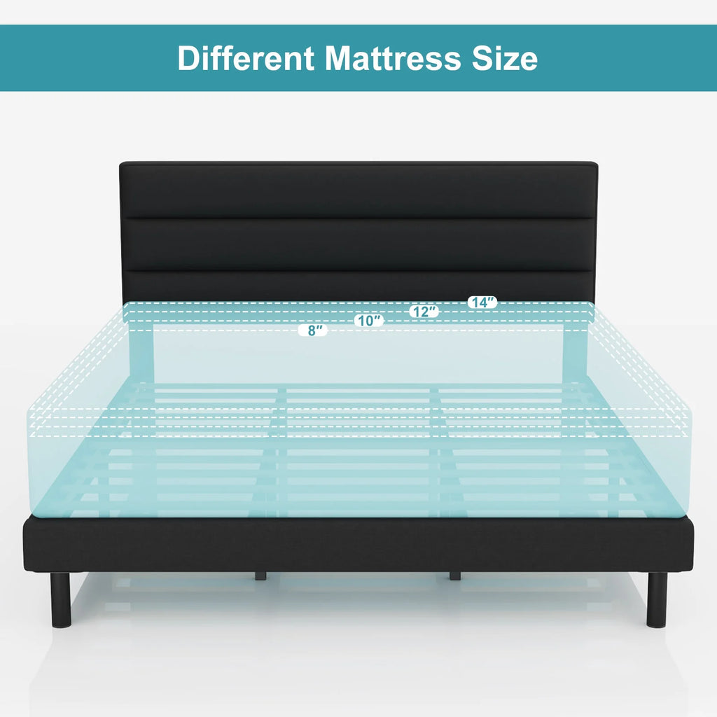 Queen Size Wingback Fabric Upholstered Bed Frame N192