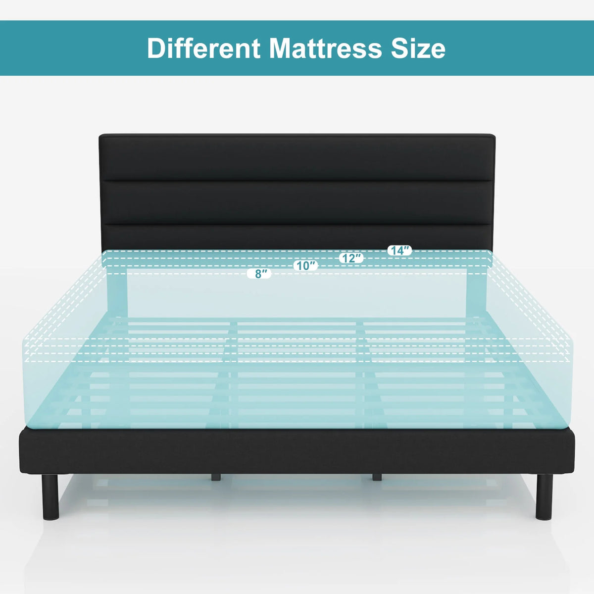 Queen Size Wingback Fabric Upholstered Bed Frame N192