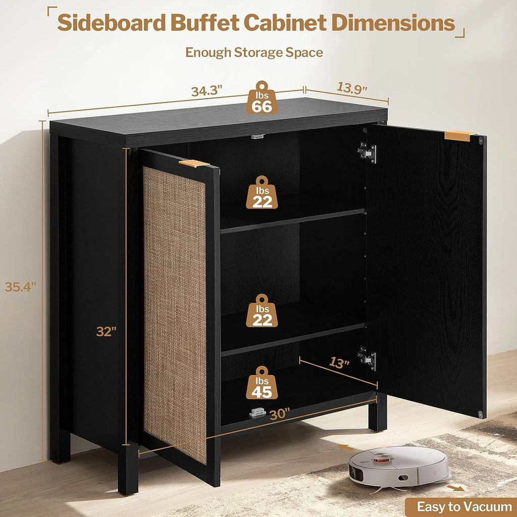 Set of 2 Rattan Cabinet with Doors V354384