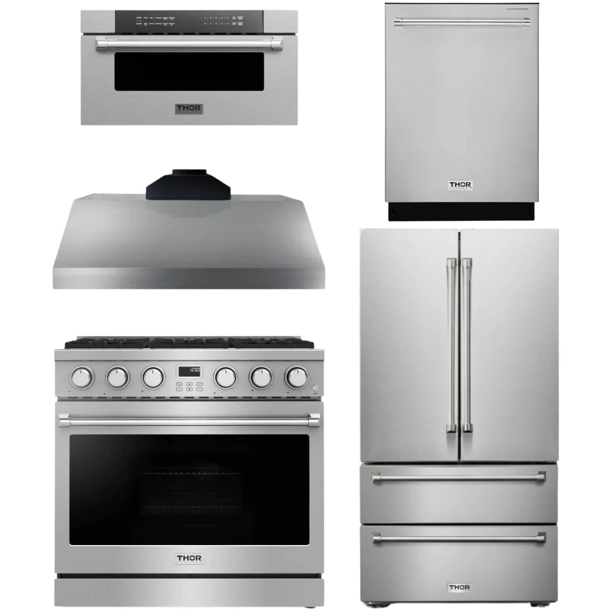 36 Gas Range, Range Hood, Refrigerator, Dishwasher and Microwave Z66932