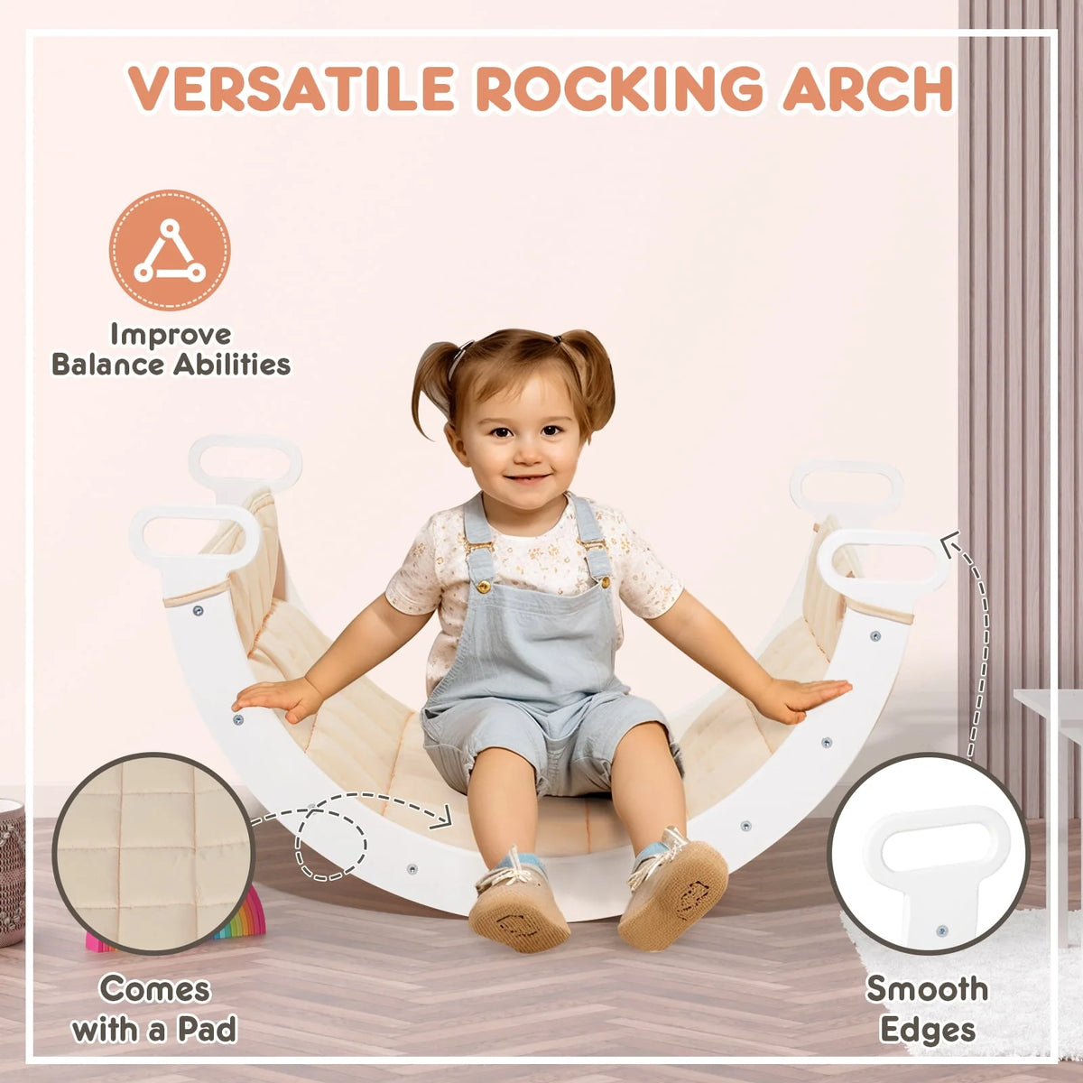 Foldable Wooden Climbing Triangle Arch with Ramp and Slide A7977