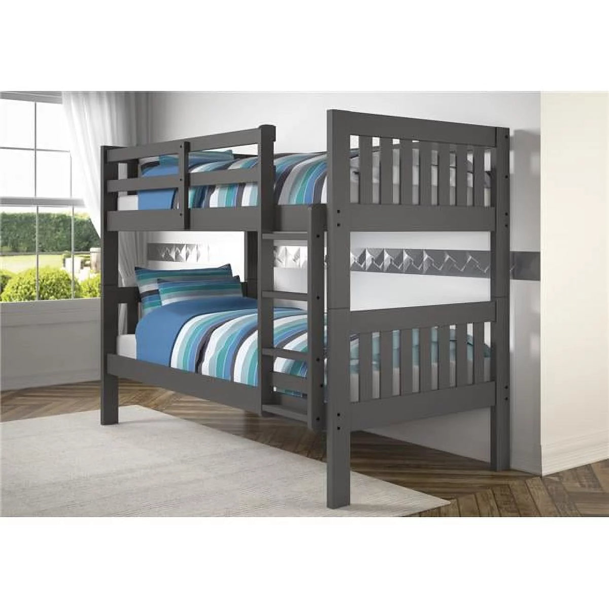 Twin Over Bunk Bed Dark Grey R48683