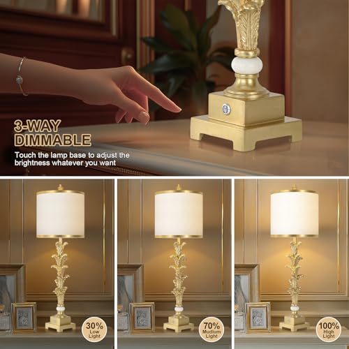 Touch Control Table Lamp Set of 2 with USB Ports and White Shade L622