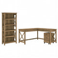 L Desk with Drawers and Bookcase Reclaimed Pine Engineered Wood I3891