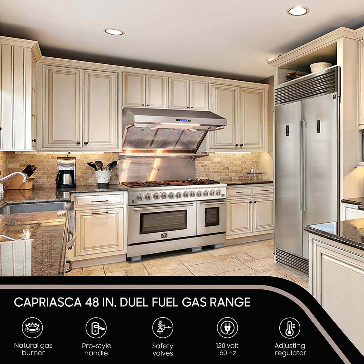 48-inch 8-Gas Burner Freestanding Range with Dual Oven in Stainless Steel Y875180
