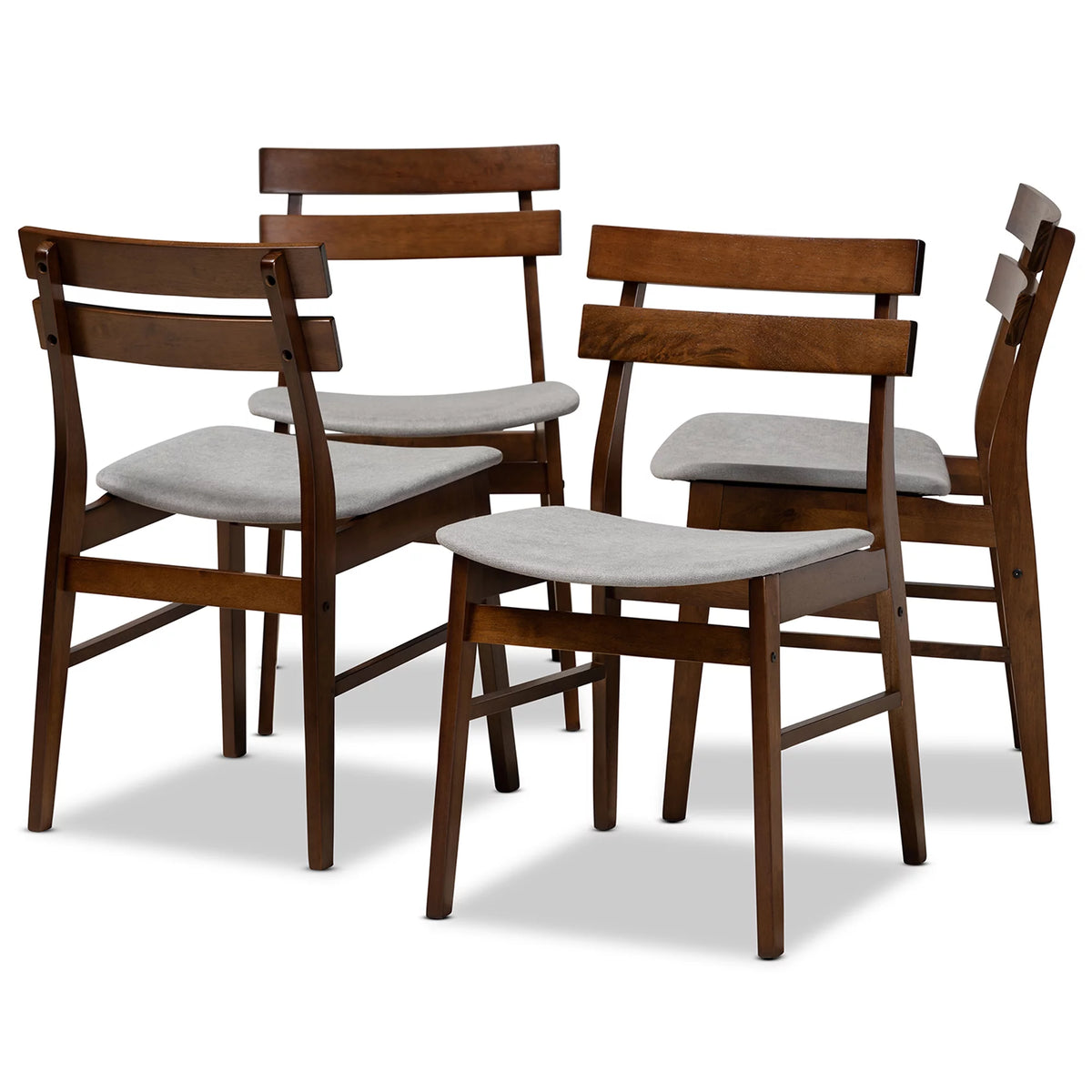 Light Grey Fabric Upholstered 4-Piece Dining Chair Set P16869