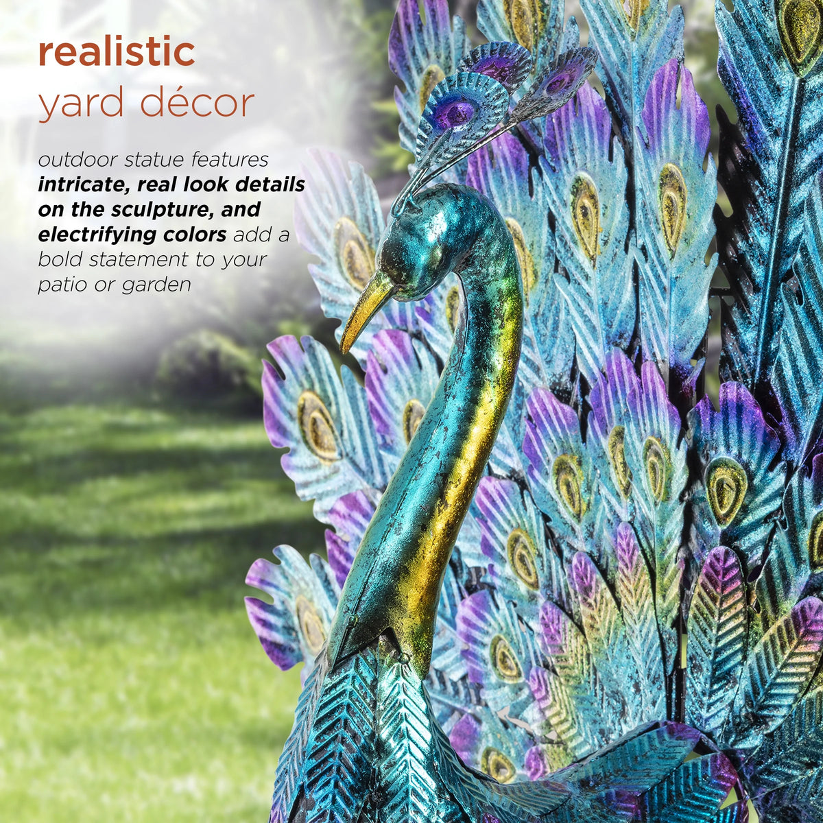 22" Peacock Garden Statue J585