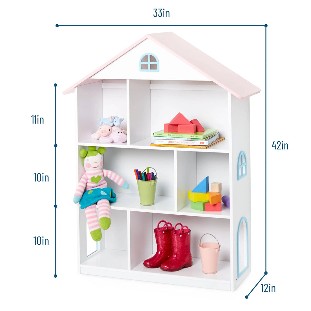 Kids Wooden Dollhouse Bookcase Q97766