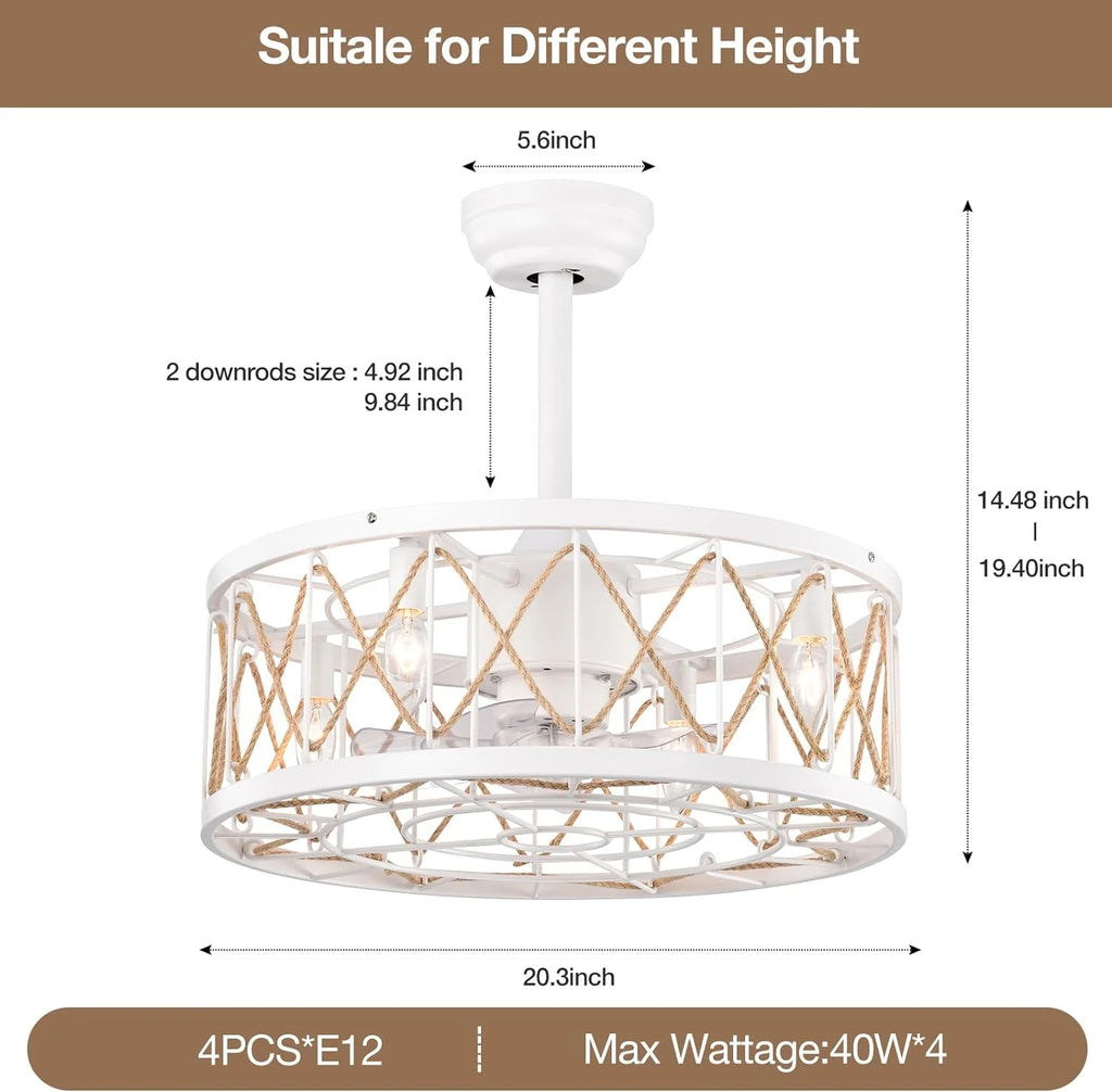 White Ceiling Fan with Lights T963958