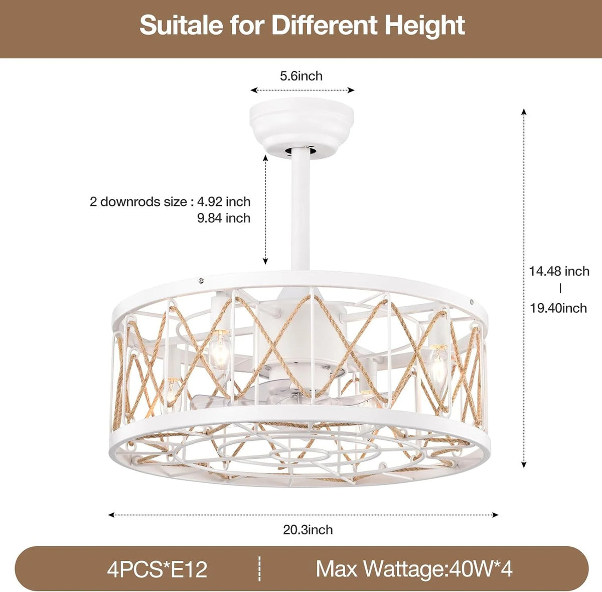 White Ceiling Fan with Lights T963958