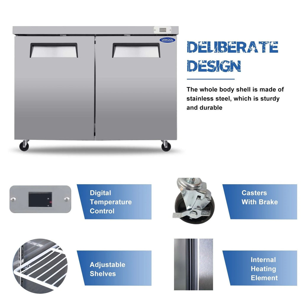 2-Door Stainless Steel Undercounter Work Top Freezer 14.1 Cu.Ft Z82085