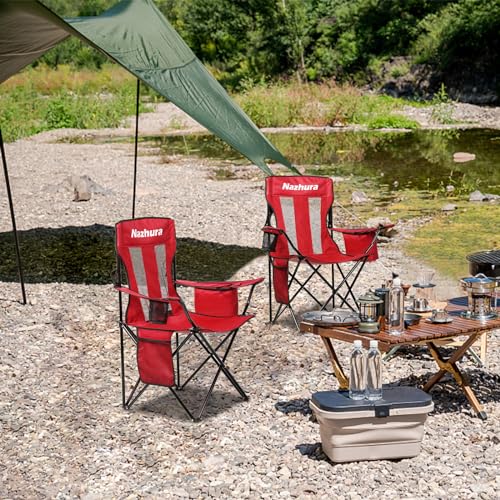 4 Pack Grey Folding Camping Chairs with Cooler Pouch J4045
