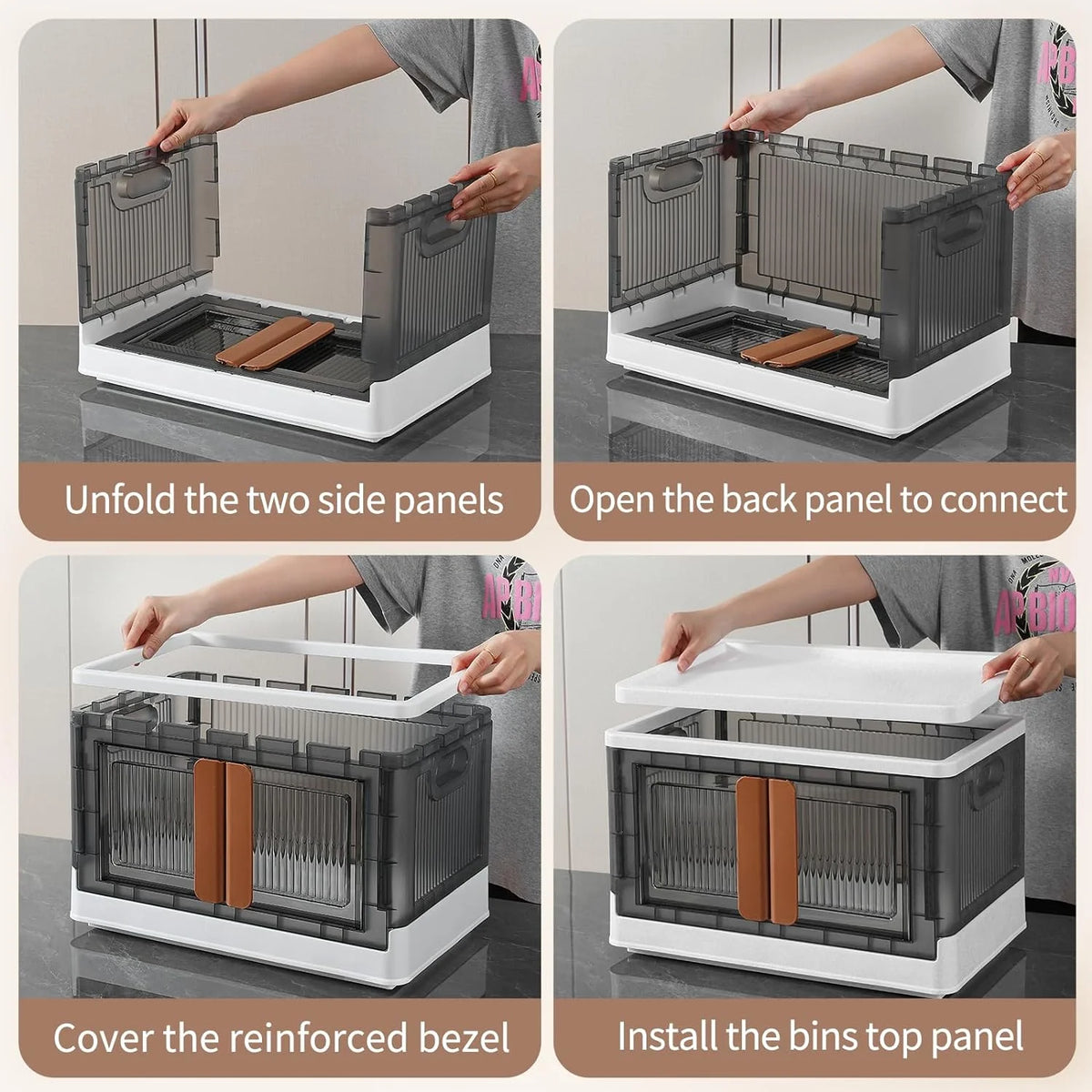 Foldable Cube Storage Bins with Lids, 3 Pack, 8.4 Gal Q587435