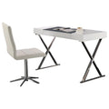 Modern Computer Desk with Stainless Steel Legs in White High Gloss U6375
