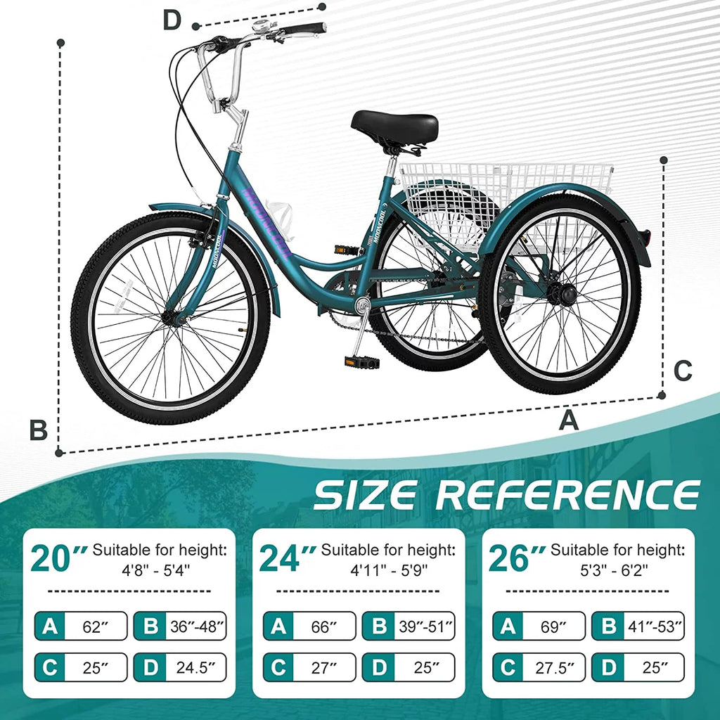 20/24/26 inch 7 Speed Adult Tricycles with Big Basket S522812