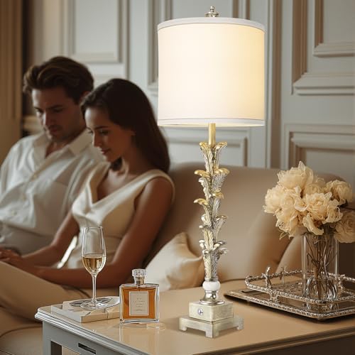 Touch Control Table Lamp Set of 2 with USB Ports and White Shade L622