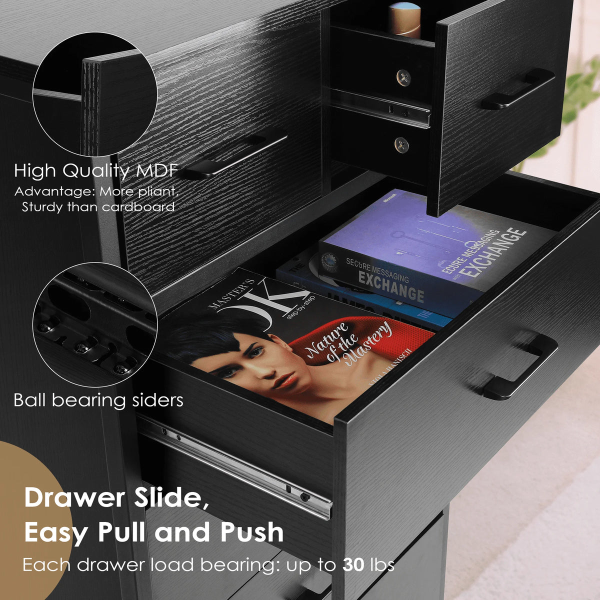 6 Drawer Wood Dresser with Steel Frame N229