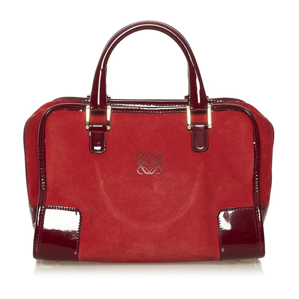 Red Suede Enamel Handbag I9926