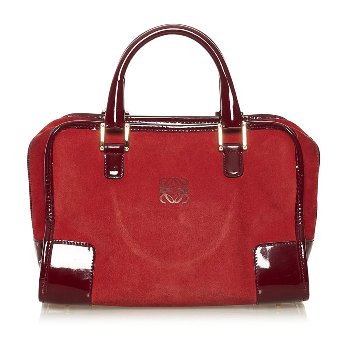 Red Suede Enamel Handbag I9926