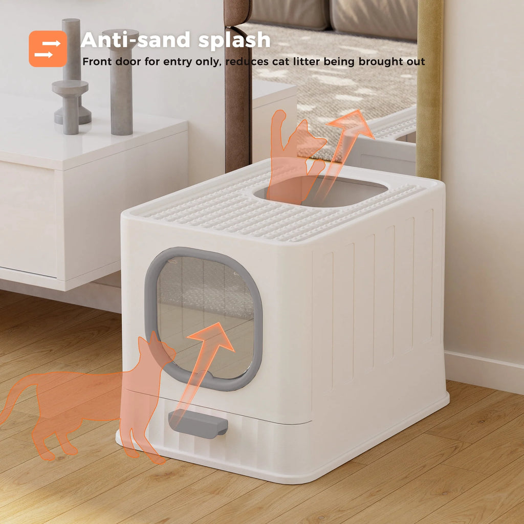 Enclosed Cat Litter Box Large Anti-Splashing Drawer Type Gray Q72088