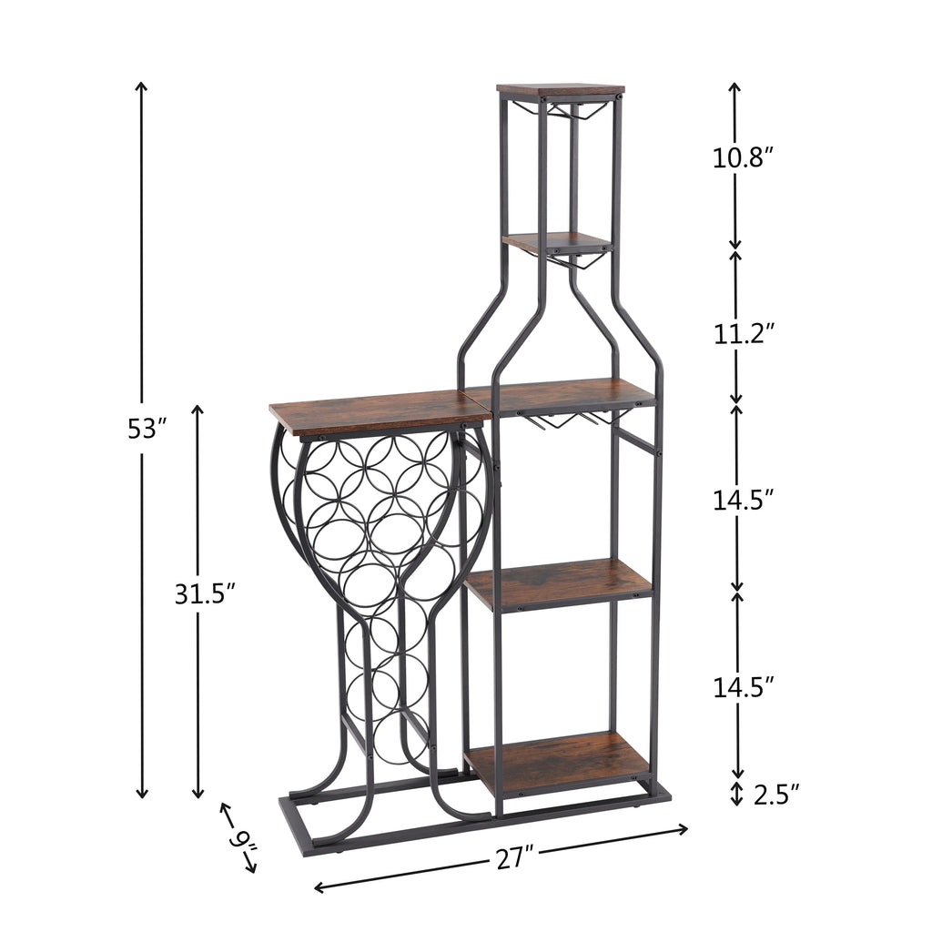 Freestanding 5-Tier Wine Rack with Wine Glasses Holder Y734