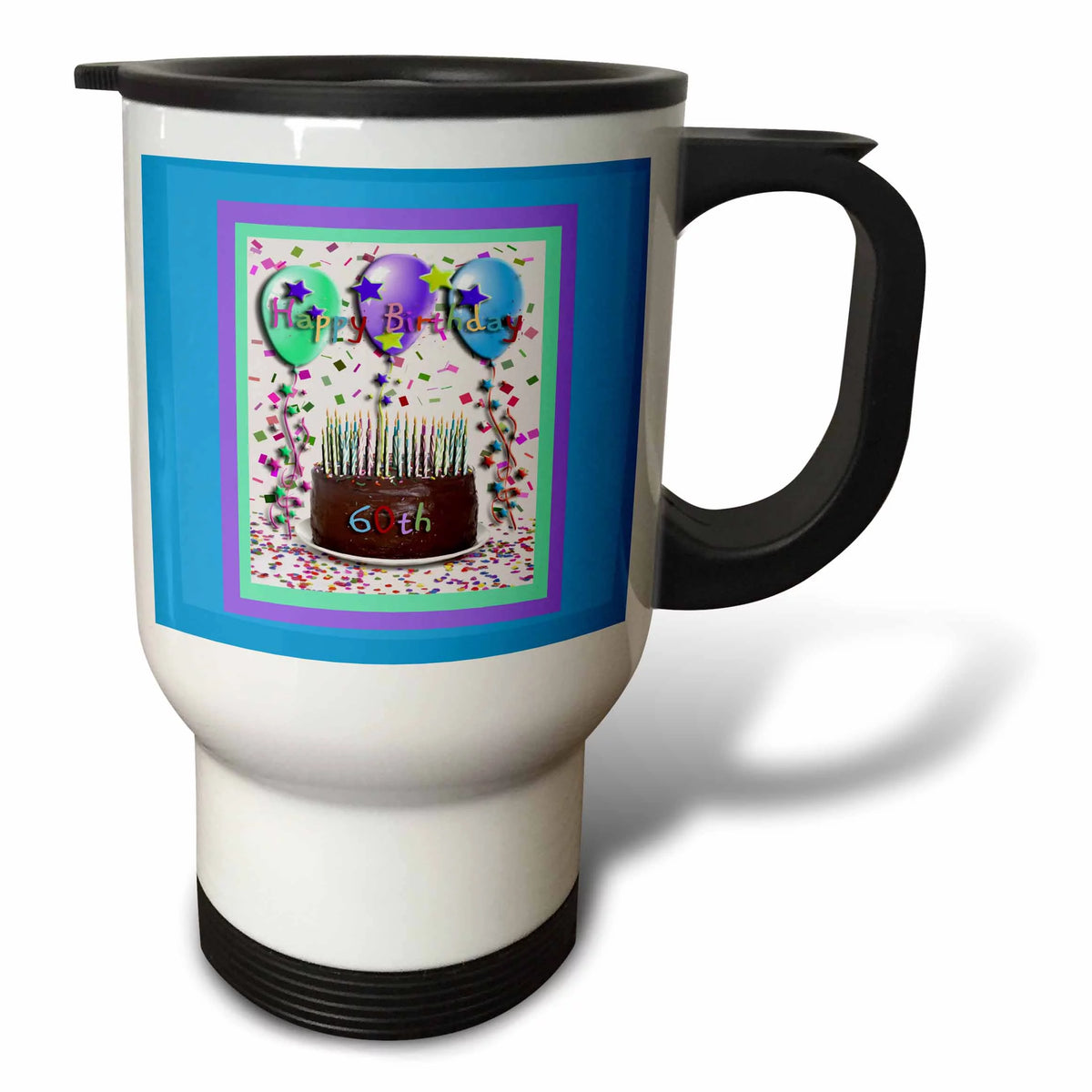 Happy Birthday 60th Chocolate Cake 14oz Stainless Steel Travel Mug O732