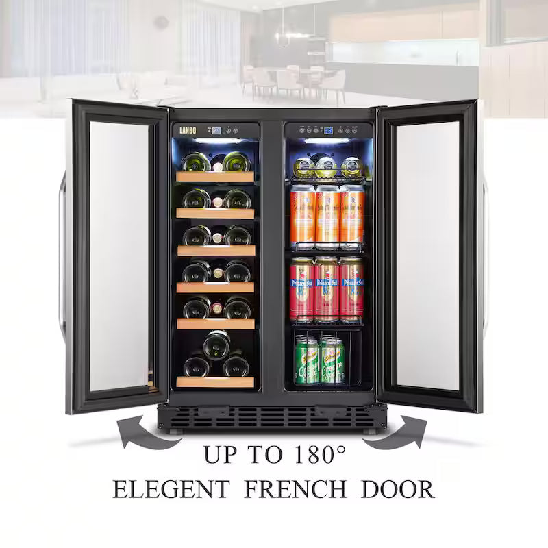 18-Bottle 55-Can Dual Zone Stainless Steel Wine Refrigerator E1640