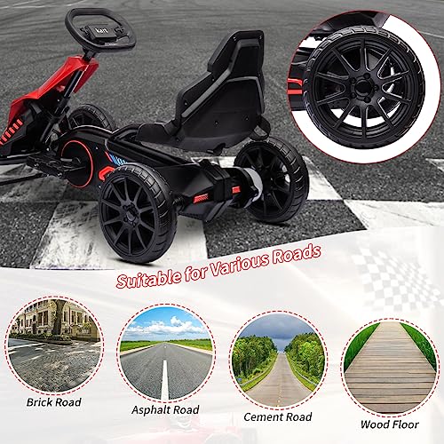 12V 7Ah Battery Powered Electric Drift Kart with Adjustable Speed and Safety Belt, Black S9422