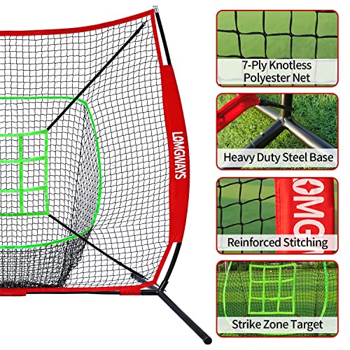 7'x7' Portable Baseball Net Set with Tee, Bat, Balls, Strike Zone, Carrying Bag Q2370