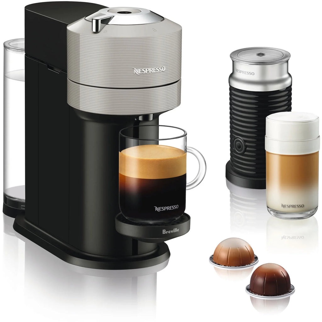 Light Gray Coffee and Espresso Maker with Black Milk Frother B919791