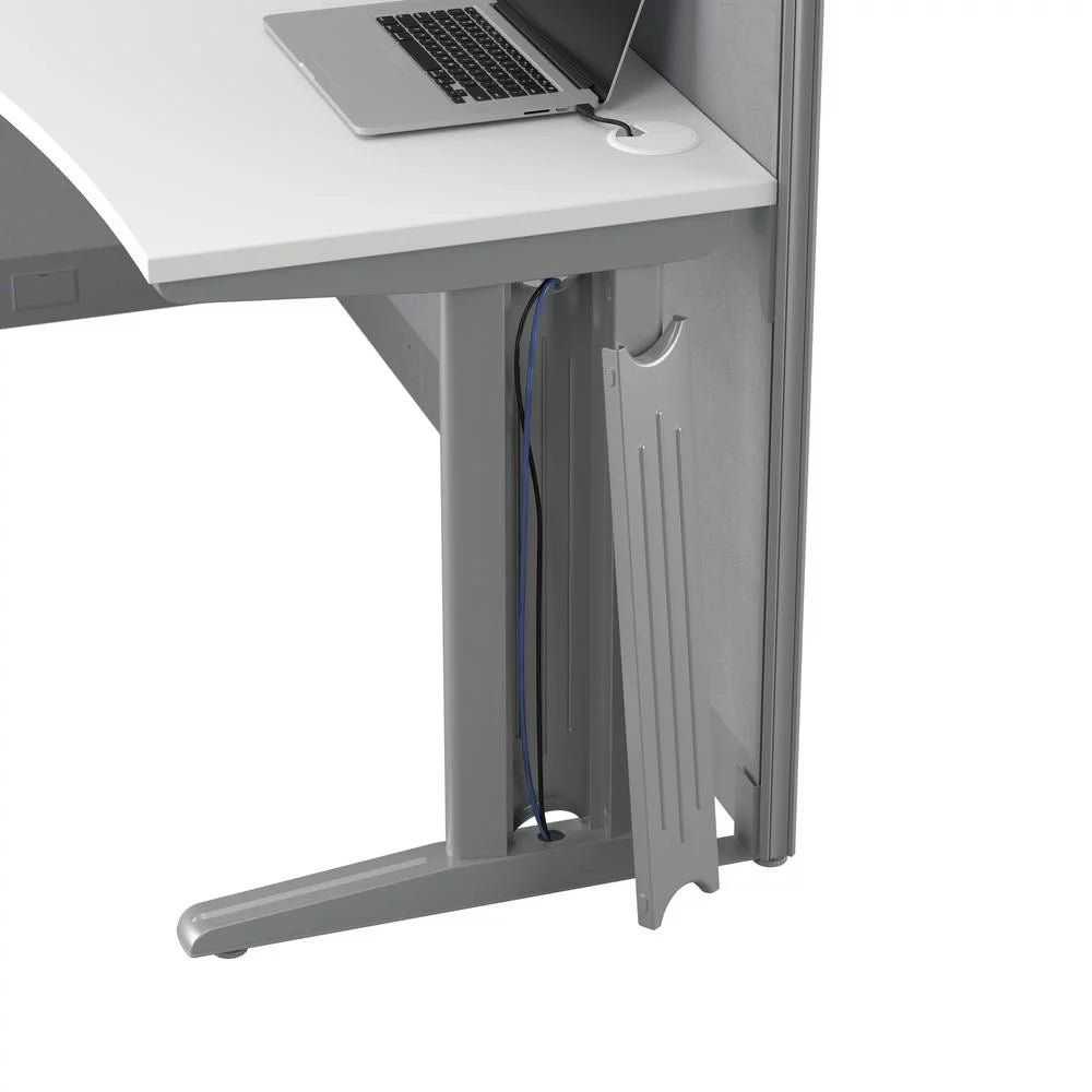 L Cubicle Desk with Storage in Pure White Engineered Wood G4961
