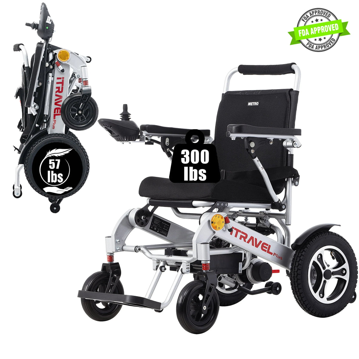 Lightweight Portable Folding Electric Wheelchair with Gel Seat Cushion K58616