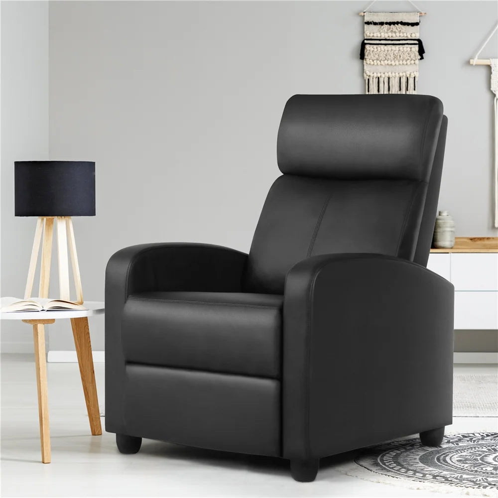 2pcs Black PU Leather Recliner Chair K338434