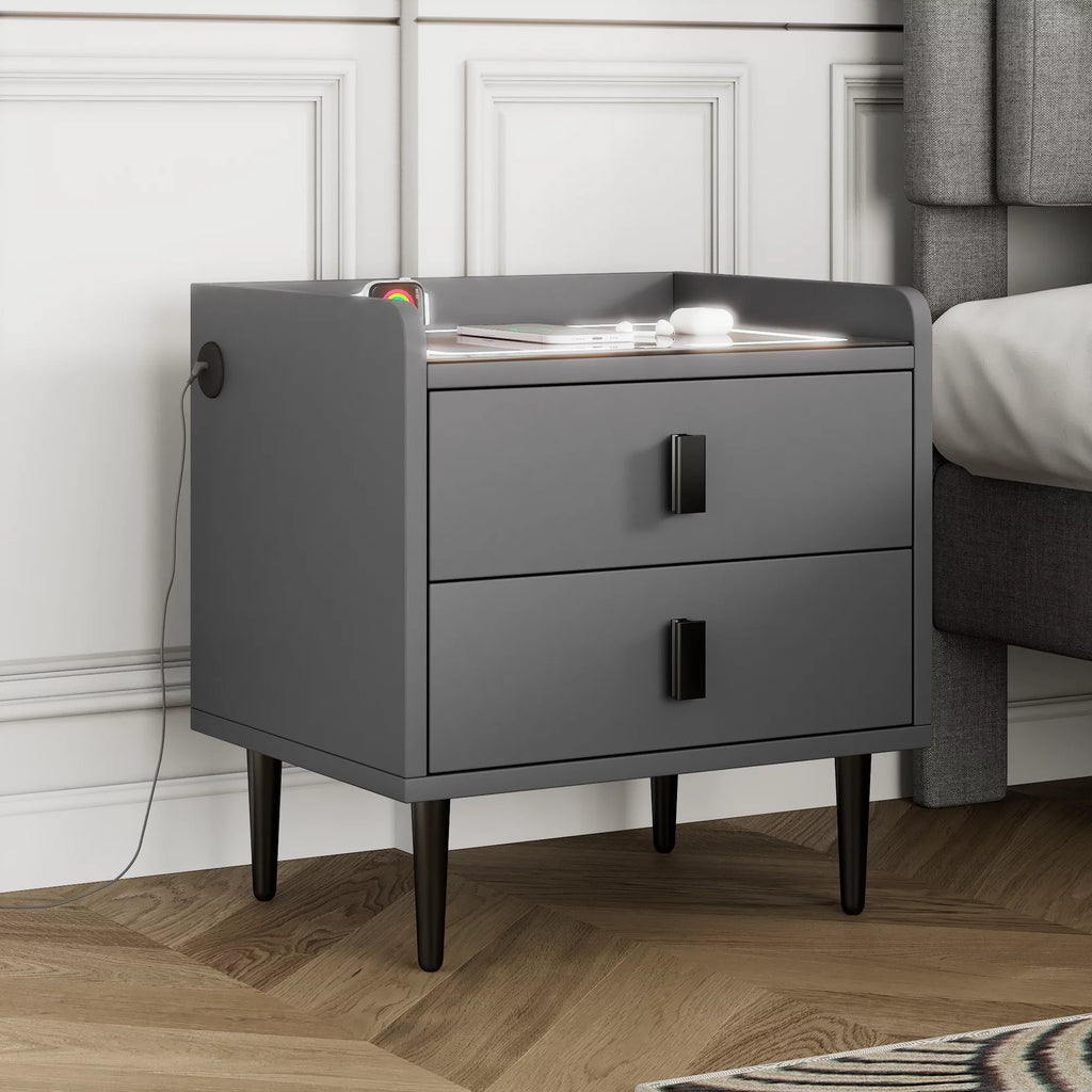 Gray Side Table with Wireless Charging Station T794