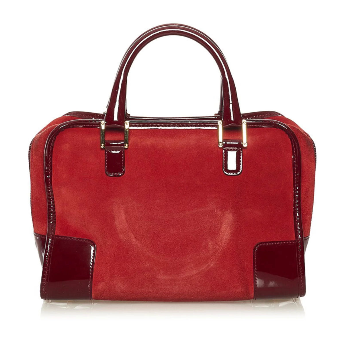 Red Suede Enamel Handbag I9926