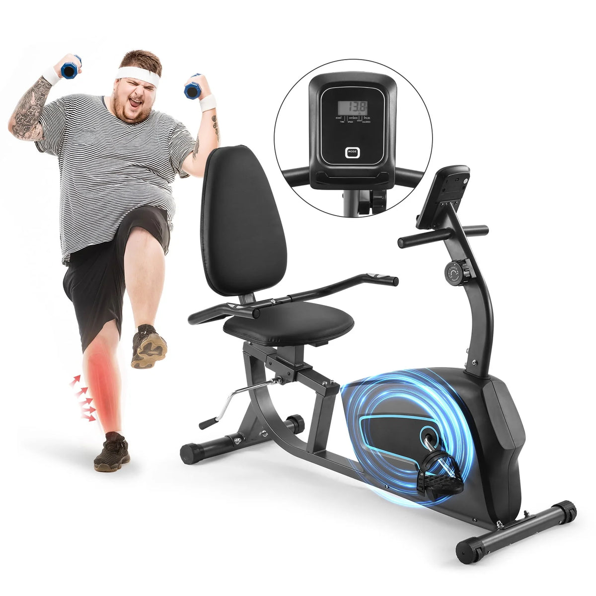 Indoor Recumbent Exercise Bike with Adjustable Seat K81195