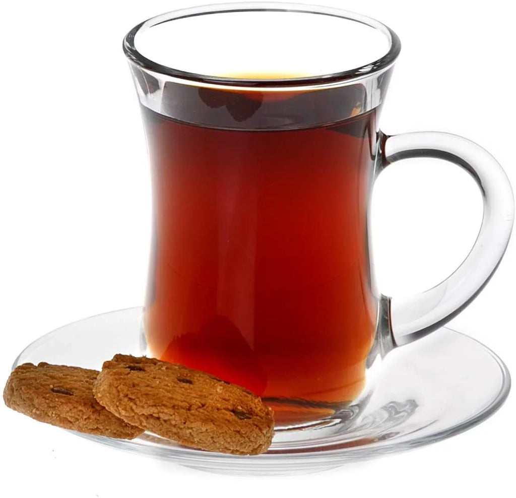 Clear Glass Turkish Tea Set, 6 Cups & 6 Saucers P7964