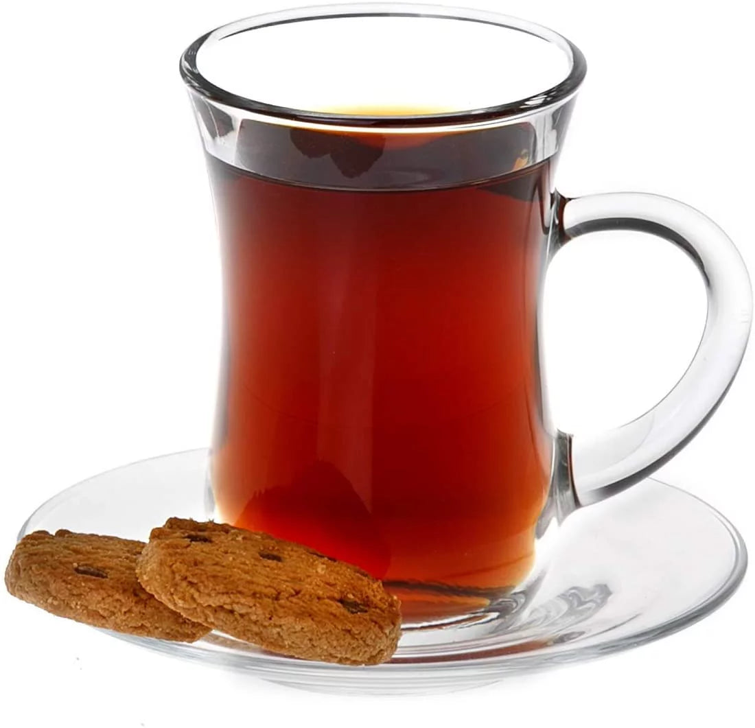 Clear Glass Turkish Tea Set, 6 Cups & 6 Saucers P7964
