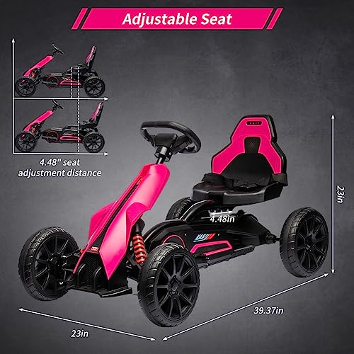 12V 7Ah Battery Powered Electric Drift Kart with Adjustable Speed and Safety Belt, Black S9422