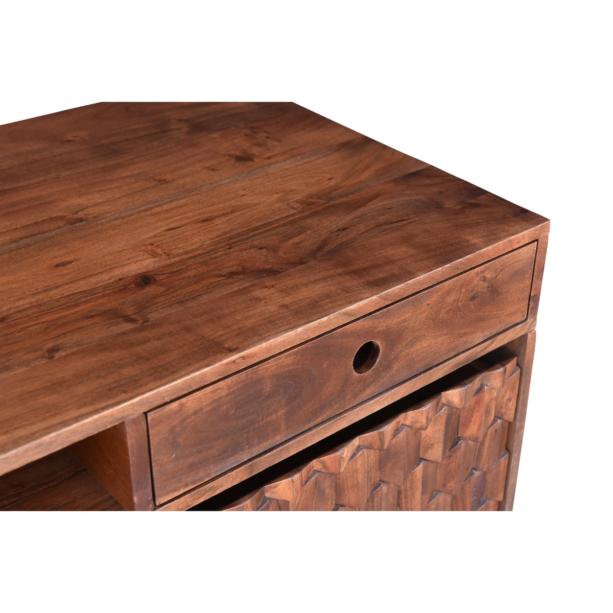 Modern Wood Office Desk with Storage in Dark Walnut D84406