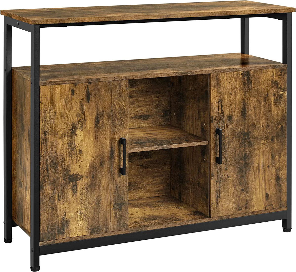 Rustic Brown Sideboard with Two Doors and Adjustable Shelves Q48516