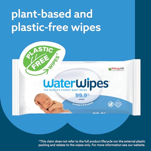 Plastic-Free Unscented Baby Wipes, 60 Count (Pack of 12) B778814