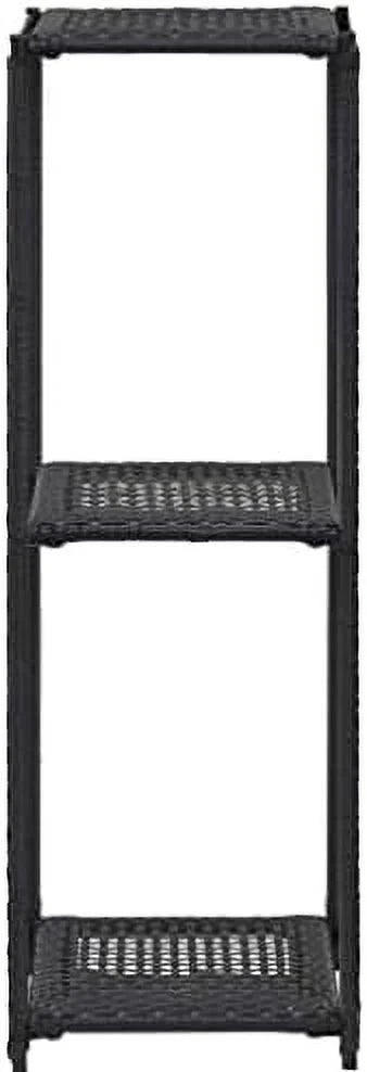 Black Standing Bookshelves Display Rack 11.8"x11.8"x35.4" Poly Rattan D716
