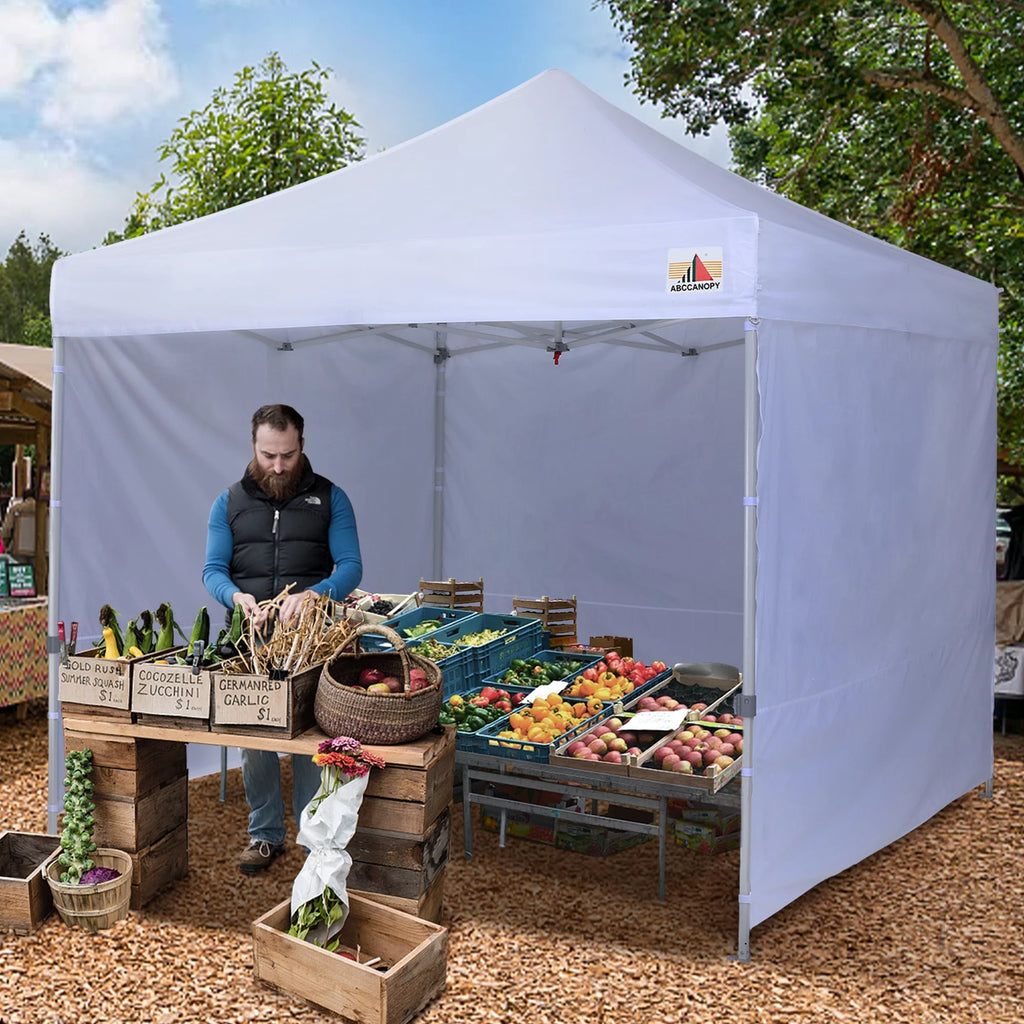 10 ft x 10 ft White Metal Pop-Up Canopy Tent with Walls F37727