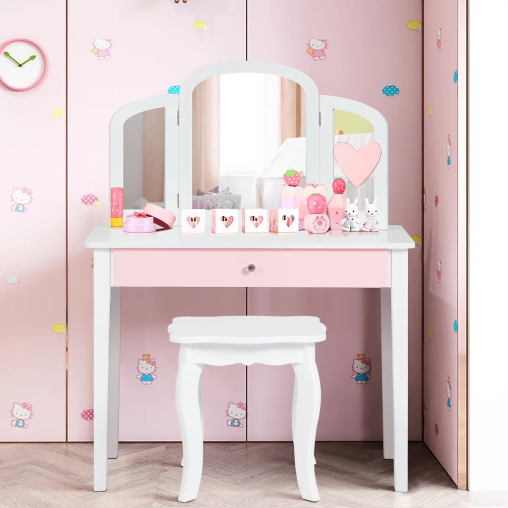 Kids Vanity Set with Mirror White G195535