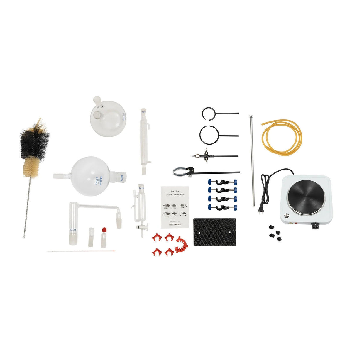 1000W 110V 2000ML Glass Distillation Kit with Condenser and Hot Stove D960451