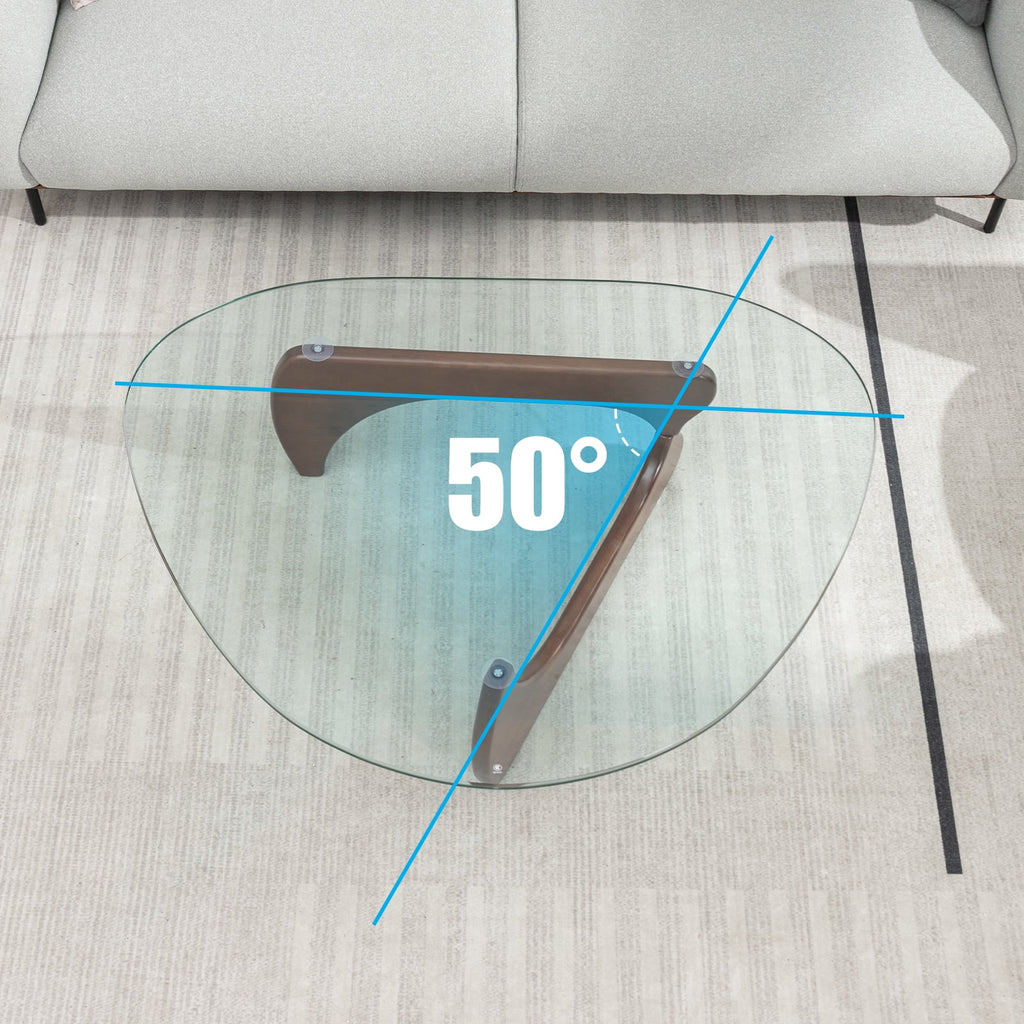 Tempered Glass Coffee Table with Dark Walnut Base Z28772